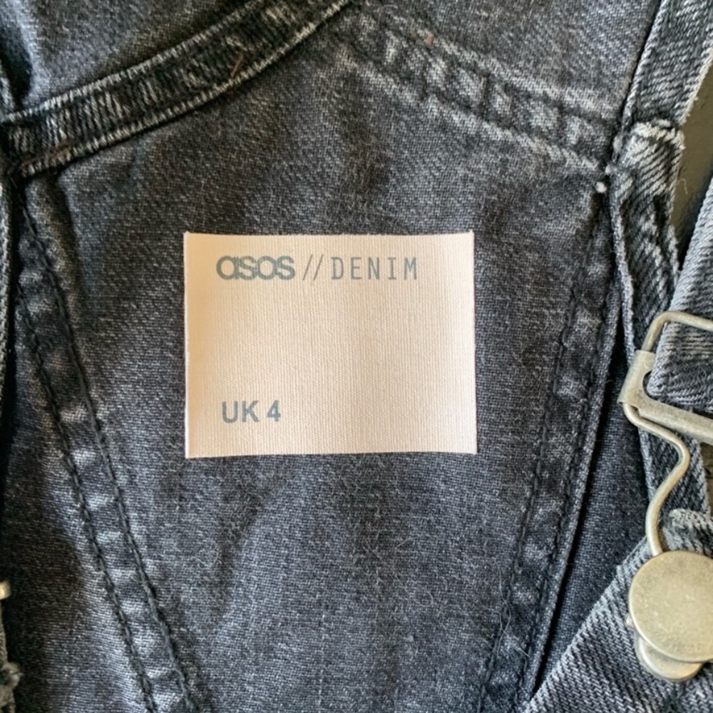 Black ASOS Denim Overall Dress Size 0 - Picture 4 of 7